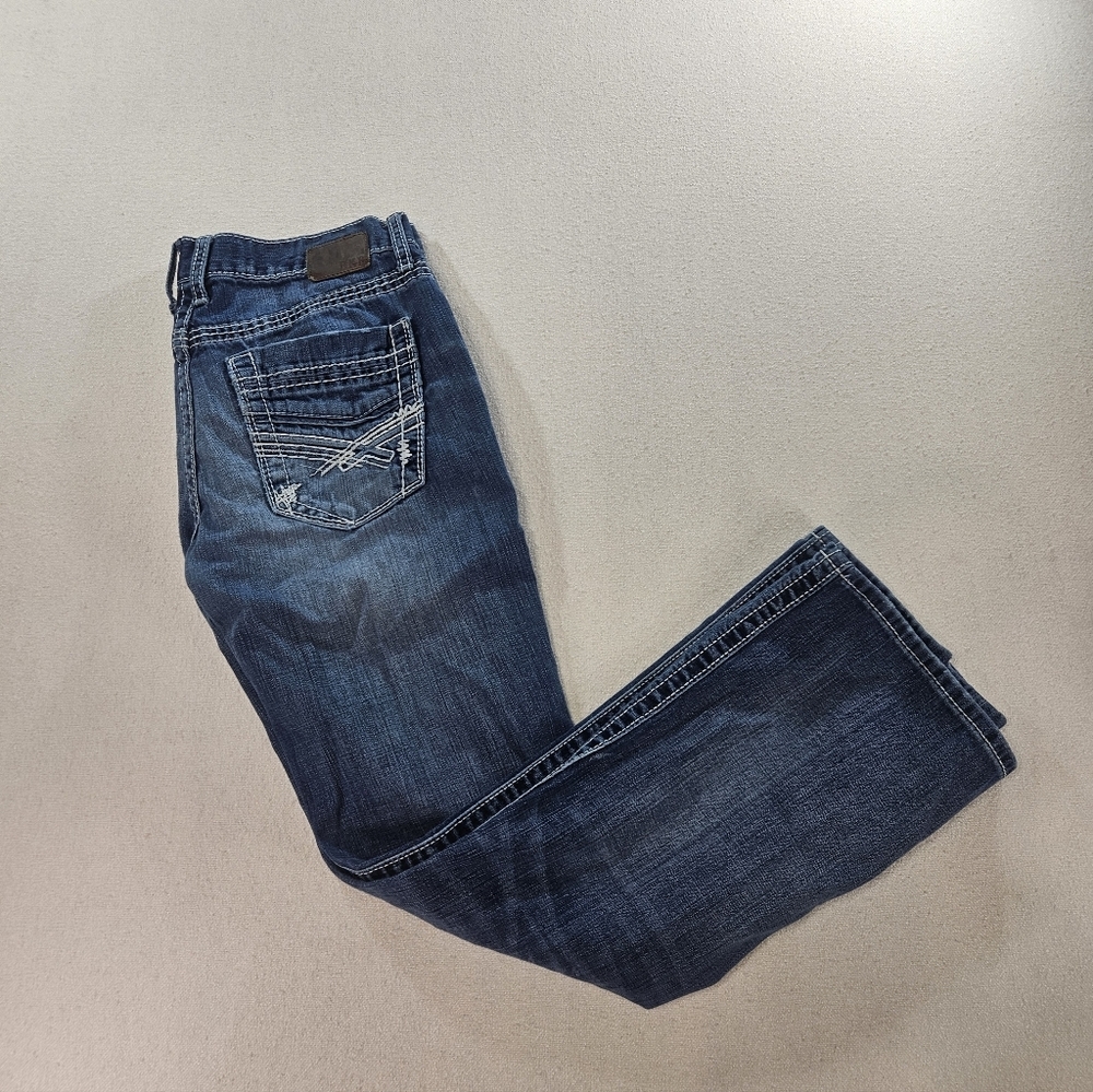 BKE Aiden 33R Distressed Bootcut Jeans Blue - Picture 2 of 8